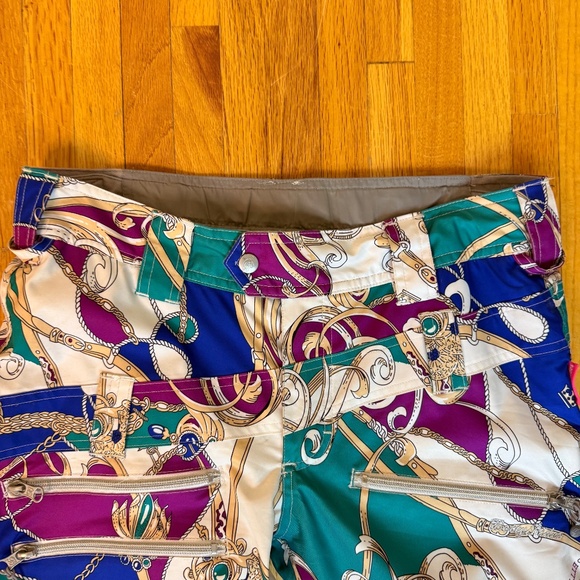 Y2K Chain Print Flared Ski Snowboard Pants - Picture 4 of 10